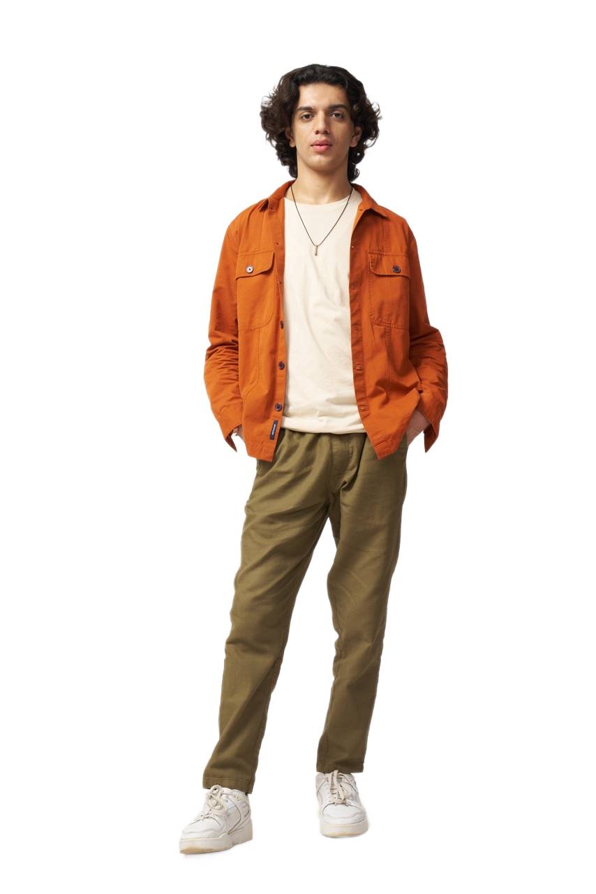 Men's Relaxed-fit  Olive Green Corduroy Trousers