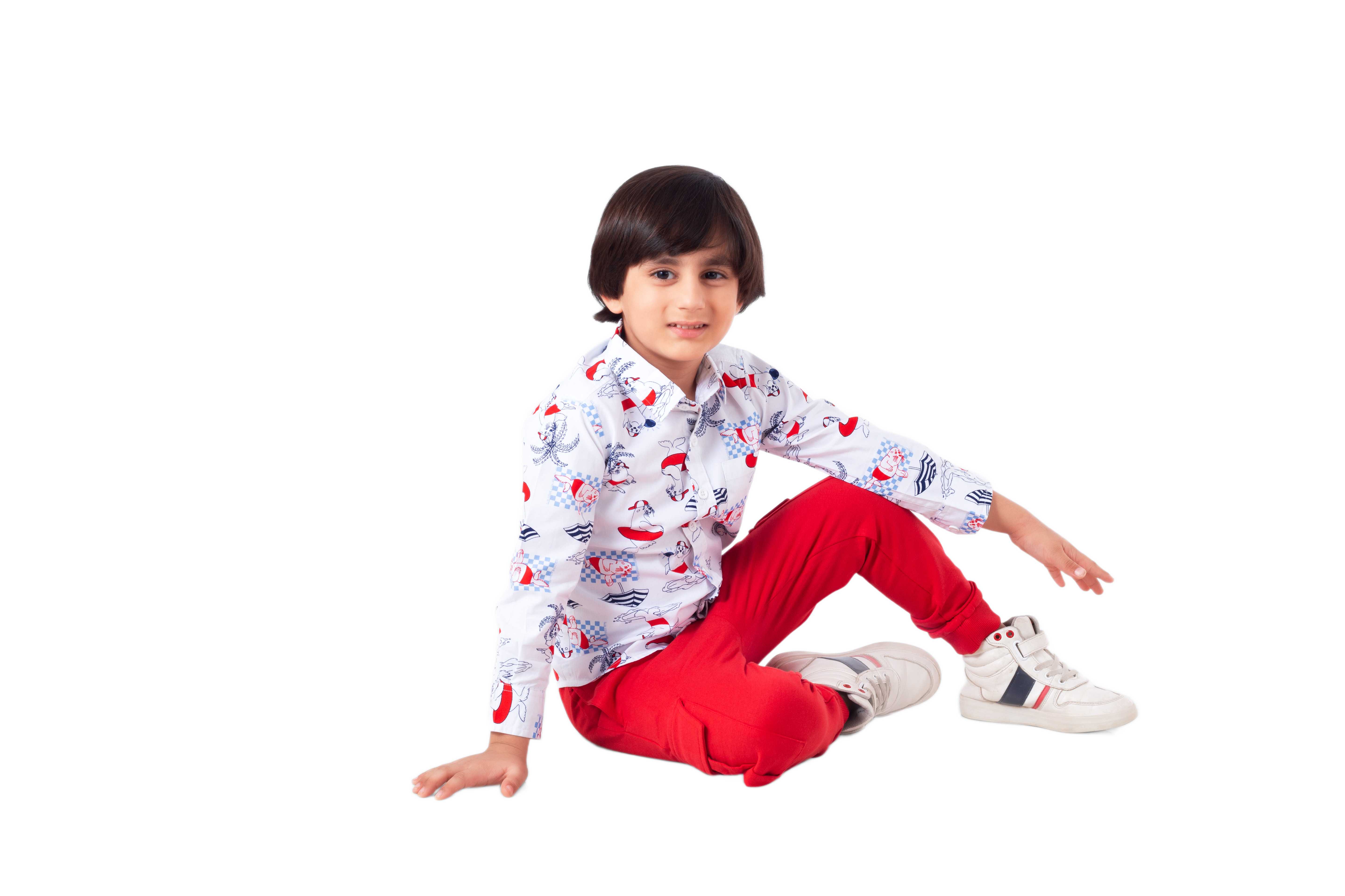 Boys' Bright Red Stretchable Trousers