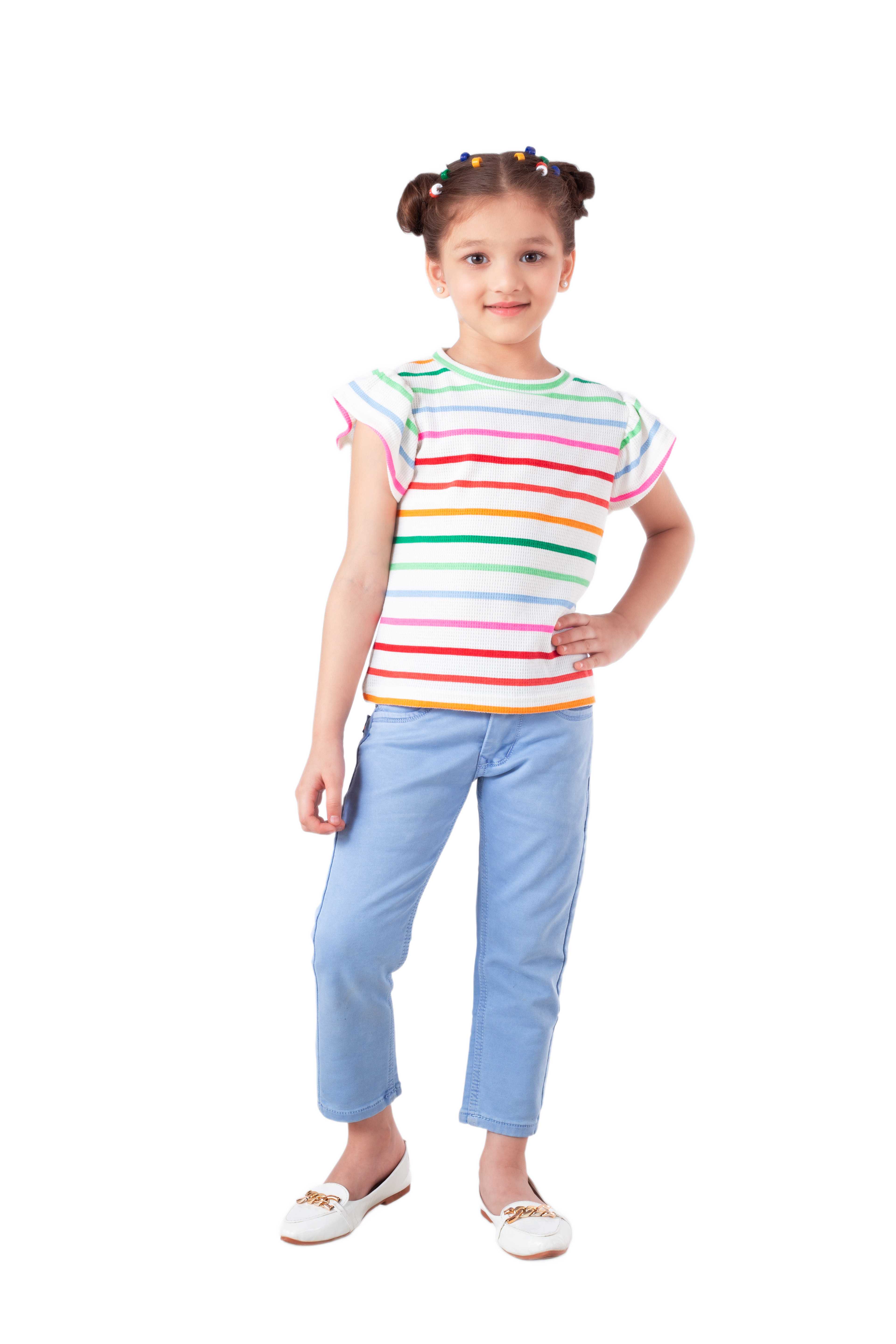 Rainbow Striped T-Shirt for Girls