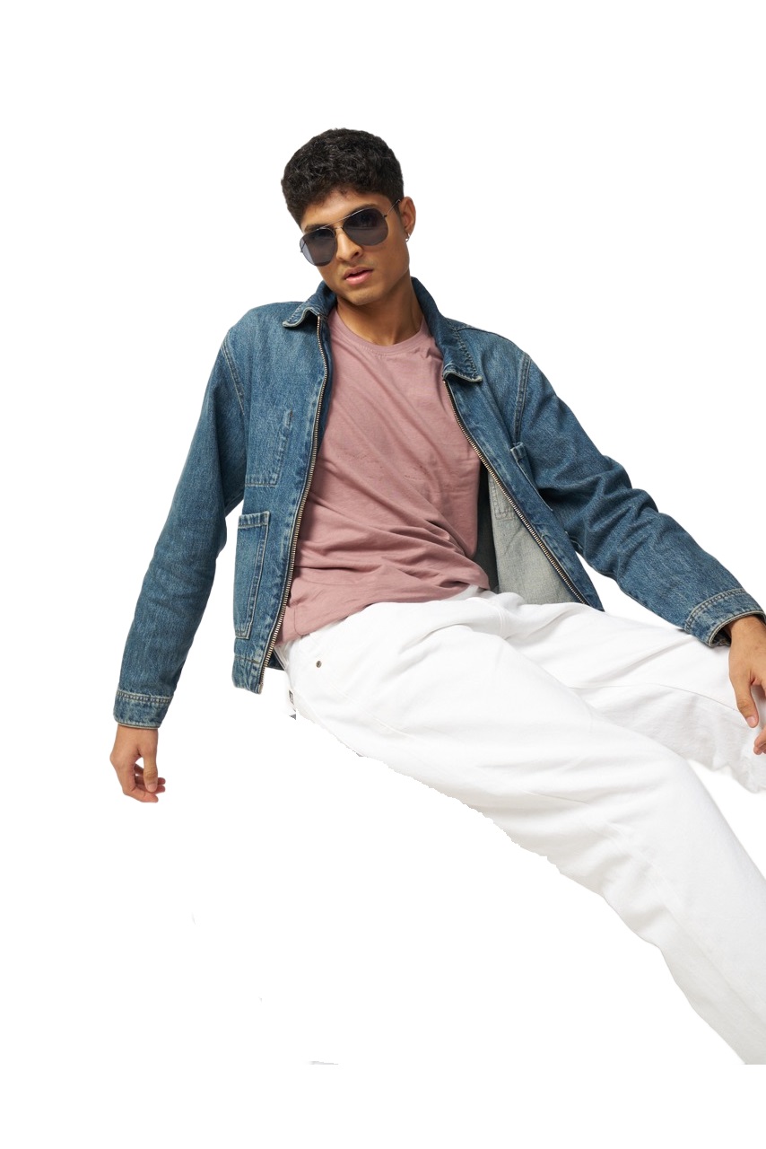 Mauve Crew Neck Slim Fit T-Shirt for Men